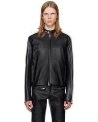 Courreges - Contrast Biker Leather Jacket - Lyst