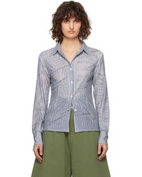 OPEN YY - Chemise Bleue En Filet Double Face À Motif Imprimé - Lyst