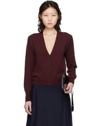 Maison Margiela - Burgundy Virgin Wool Cardigan - Lyst