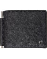 Tom Ford - ブラック スモール T Line グレインレザー マネークリップ ウォレット - Lyst