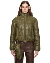 Saks Potts - Khaki Franklin Leather Puffer Jacket & Gloves Set - Lyst
