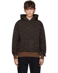 Moschino - Pull à capuche brun à motif à logo en tricot jacquard - Lyst