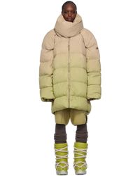 Rick Owens - Moncler + Taupe & Green Down Coat - Lyst