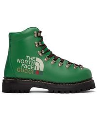 Gucci X The North Face Leather Hiking Boots in Green for Men | Lyst