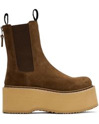 R13 - Brown Double Stack Chelsea Boots - Lyst