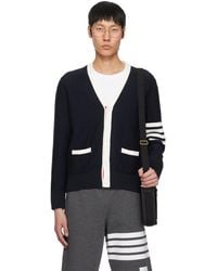 Thom Browne - Cotton 4-Bar Relaxed Fit Hector V Neck Cardigan - Lyst