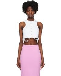Sportmax - White Button Denim Tank Top - Lyst