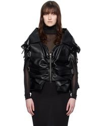 Junya Watanabe - Black Gathered Faux-leather Jacket - Lyst