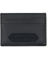 Lanvin - Porte-cartes noir à écusson - Lyst
