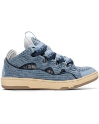 Lanvin - Faux-Raffia Curb Sneakers - Lyst