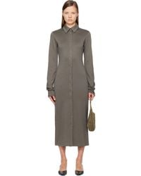 Rier - Robe Midi Grise - Lyst