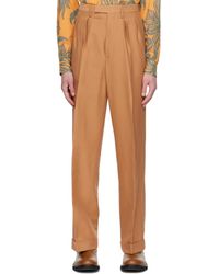 Dries Van Noten - Tan Pleated Trousers - Lyst