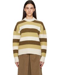 Ami Paris - Pull Vert Et Brun En Alpaga À Rayures Et À Col Ras Du Cou - Lyst