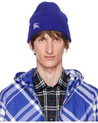 Burberry - Blue Ribbed Cashmere Beanie - Lyst