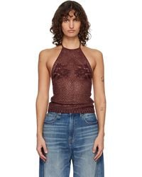 Amiri - Burgundy Floral Crochet Open Back Tank Top - Lyst