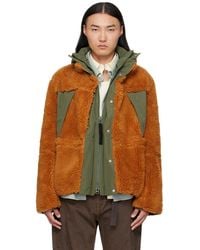 Sacai - Khaki Fleece & Grosgrain Jacket - Lyst