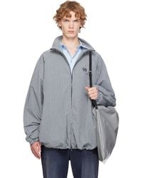Balenciaga - Cotton Linen Check Zip-Up Jacket - Lyst