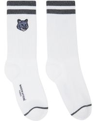 Maison Kitsuné - White & Gray Bold Fox Head Sporty Socks - Lyst