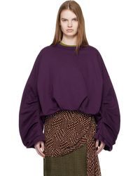 Dries Van Noten - Pull Molletonné Drapé Mauve - Lyst