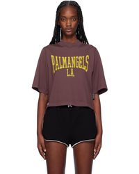 Palm Angels - バーガンディ College クロップド Tシャツ - Lyst