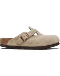 Birkenstock - Taupe Regular Boston Soft Footbed Slip-On Loafers - Lyst