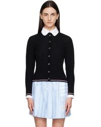 Thom Browne - Rib Stitch Crew Neck Merino Wool Cardigan - Lyst