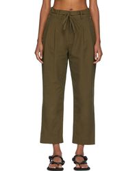 Co. Khaki Crop Pleated Trousers - Green