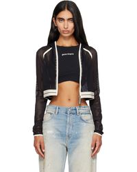 Palm Angels - Pull À Capuche Noir En Filet À Logo - Lyst