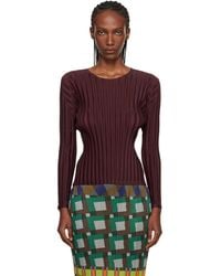 Pleats Please Issey Miyake - Burgundy Rib Pleats January T-Shirt - Lyst