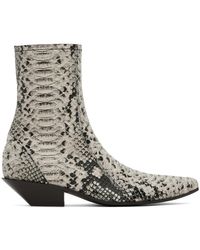 Acne Studios - Beige Snake Ankle Boots - Lyst