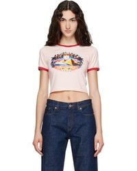 CASABLANCA - Pyramid Tourism Cropped Baby Short Sleeve T‑Shirt - Lyst