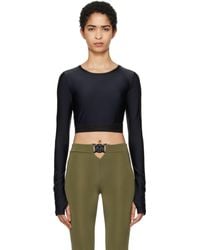 Versace Jeans Couture - T-Shirt À Manches Longues Écourté Noir - Lyst