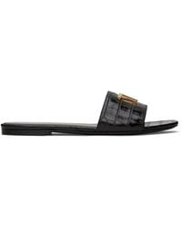 Tom Ford - Black Croc Sandals - Lyst