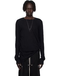 Rick Owens - T-Shirt À Manches Longues Noir À Couture Horizontale Aux Épaules - Lyst