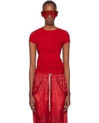 Rick Owens - T-shirt écourté rouge à couture horizontale aux épaules - Lyst
