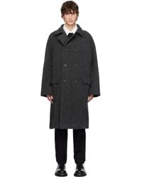 Drake's - Herringbone Wool Double-Breasted Raglan Coat - Lyst