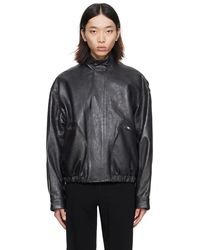 WOOYOUNGMI - Black Zip Leather Jacket - Lyst