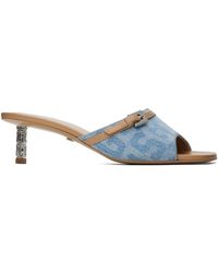 Gcds - Sandales à petit talon sculptural bleu et à monogrammes - Lyst