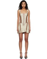 KNWLS - Taupe & Scallop Leather Minidress - Lyst