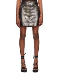 Tom Ford - Silver Croc-embossed Miniskirt - Lyst