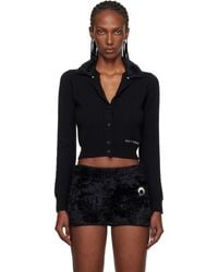 Marine Serre - Merino Wool Knit Cropped Cardigan - Lyst