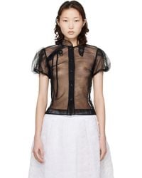 Simone Rocha - Embellished Sheer Offset Fragment Collar Shirt - Lyst