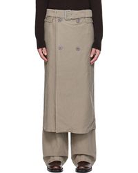 Dries Van Noten - Pantalon gris à empiècement de style jupe portefeuille - Lyst