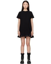 Sacai - ブラック Nylon Twill & Cotton Jersey ミニワンピース - Lyst