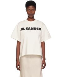 Jil Sander - オフホワイト ロゴプリント Tシャツ - Lyst