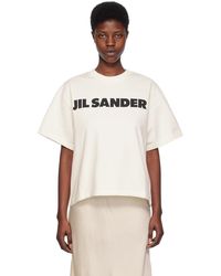 Jil Sander - T-shirt blanc cassé à logo imprimé - Lyst