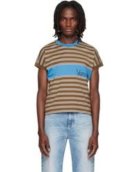Versace - Embroidered-Logo Striped-Intarsia Cotton T-Shirt - Lyst