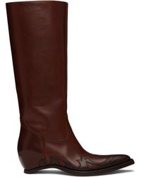 Maison Margiela - Tan Heel-Less Western Knee Boots - Lyst