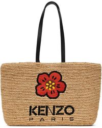 KENZO - Beige Paris Large Raffia Tote - Lyst