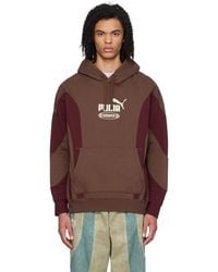 Kidsuper - Pull à capuche brun et bourgogne édition puma - Lyst